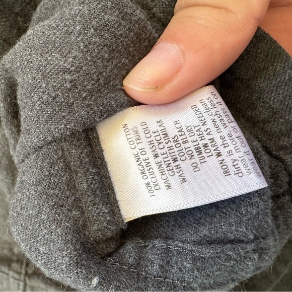 Toad & Co Flannagen Organic Cotton Flannel Button Down- Heather Grey- Large - Picture 8 of 10